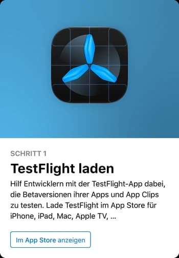 Schritt 1 auf Apples Seite: TestFlight laden