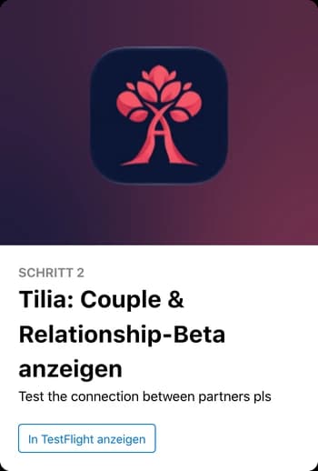 Schritt 2 auf Apples Seite: Tilia-Beta anzeigen